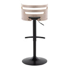 Mid-Century Modern Adjustable Barstool Set with Swivel and Rounded T Footrest - Beige or Black