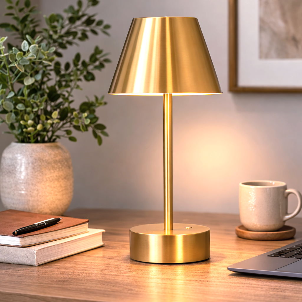 Rechargeable LED Table Lamp with Touch Switch - Gold or Pearl Silver