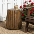 Tree Stump Style Side Table with Weather-Resistant Construction - Natural Wood Look