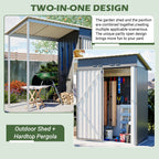 Galvanized Steel Shed & Gazebo Combo with Weather Resistant Design - Gray