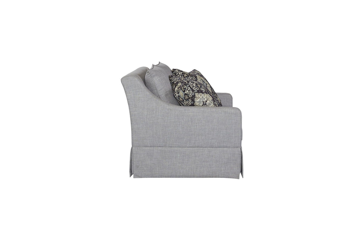 Loveseat With Skirt and Reversible Cushions with 2 Pillows - Light Gray