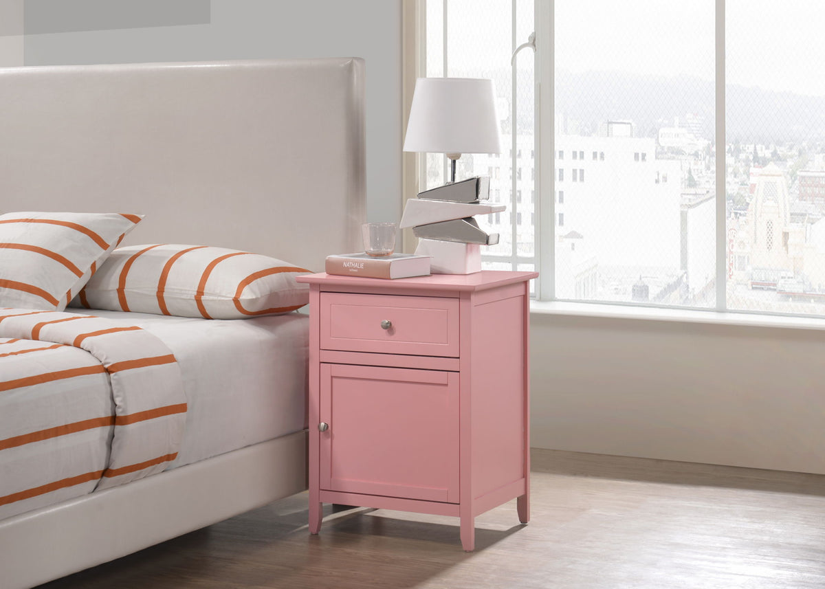 1 Drawer / 1 Door Nightstand with Durable Wood Construction - Multiple Colors