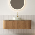 Dina 48" Bathroom Vanity & Sink with Curved Edges - Natural Wood Grain