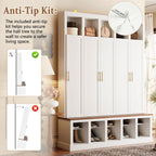 Farmhouse Entryway Storage Cabinet with Shoe Rack & Display Cubbies