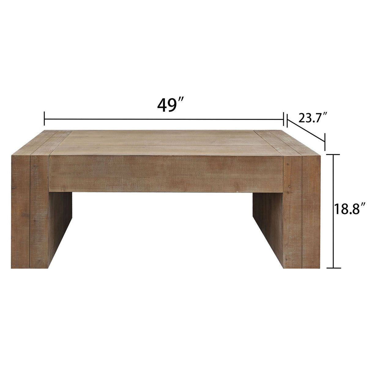 Minimalist Rectangular Center Table for Living Room with Wood Construction - Light Brown or Black