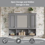 Wall Mounted Bathroom Medicine Cabinet With Mirror & Open Shelves