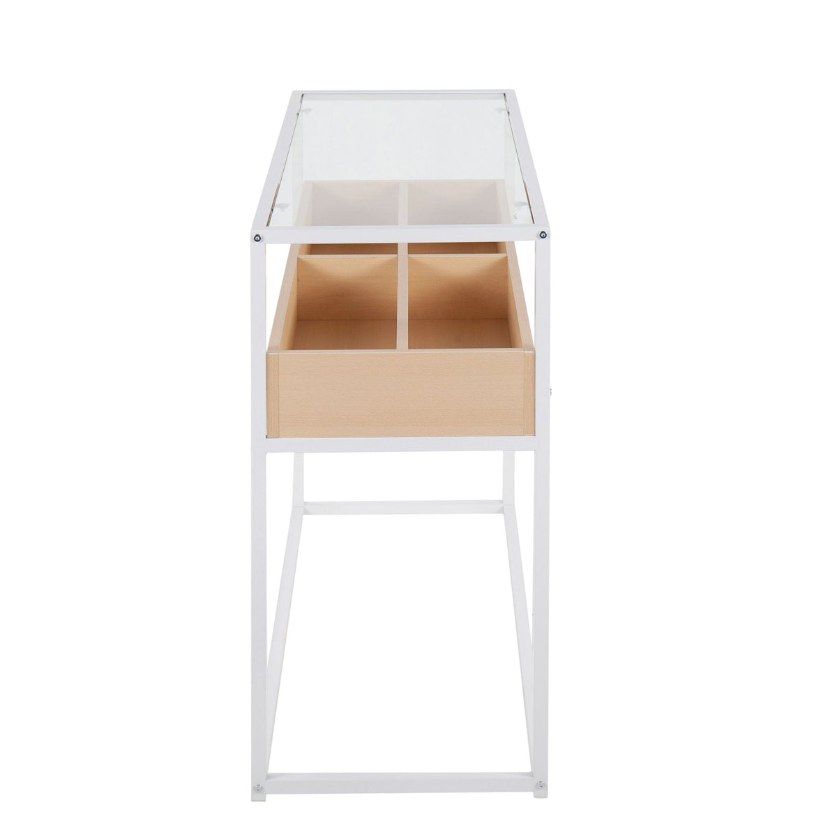 Contemporary Coffee Table with Tempered Glass Top - Beige or Dark Brown