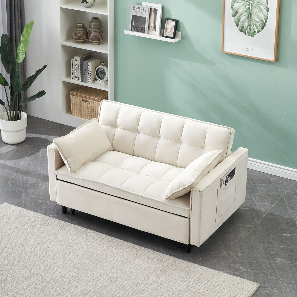 Convertible Velvet Sofa Bed with Storage Pockets - Multiple Colors