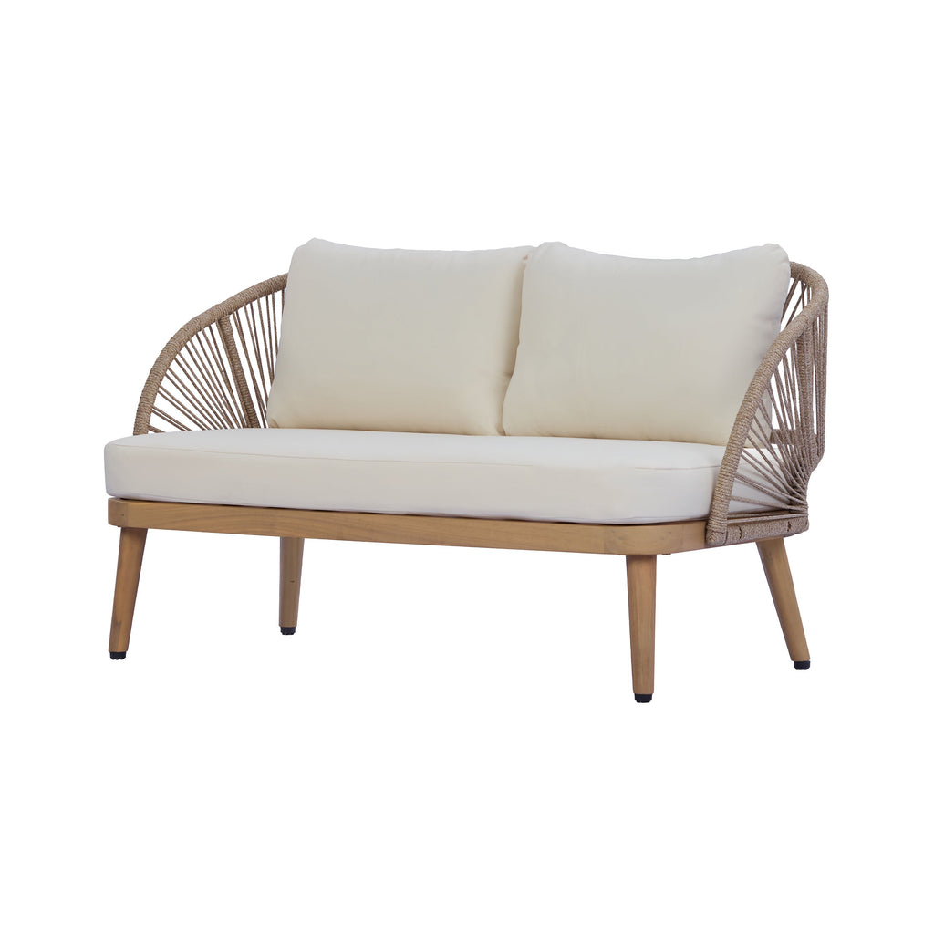 Acacia Wood Patio Seating Set with Rope Accents - 4-Piece