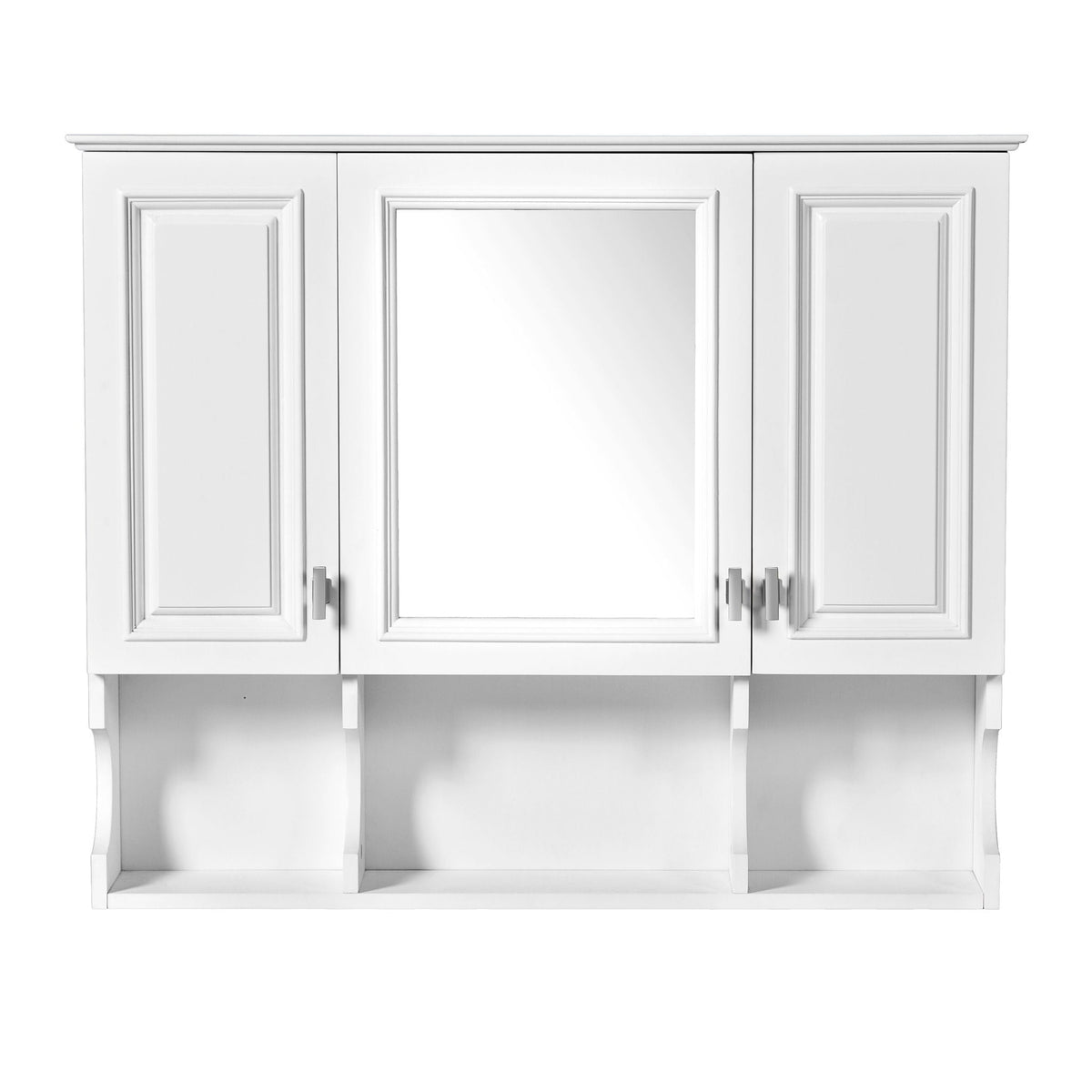 Wall Mounted Bathroom Medicine Cabinet With Mirror & Open Shelves