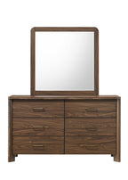 Walnut Color Solid Wood Dresser 6-Drawers with Rounded Edges - Walnut