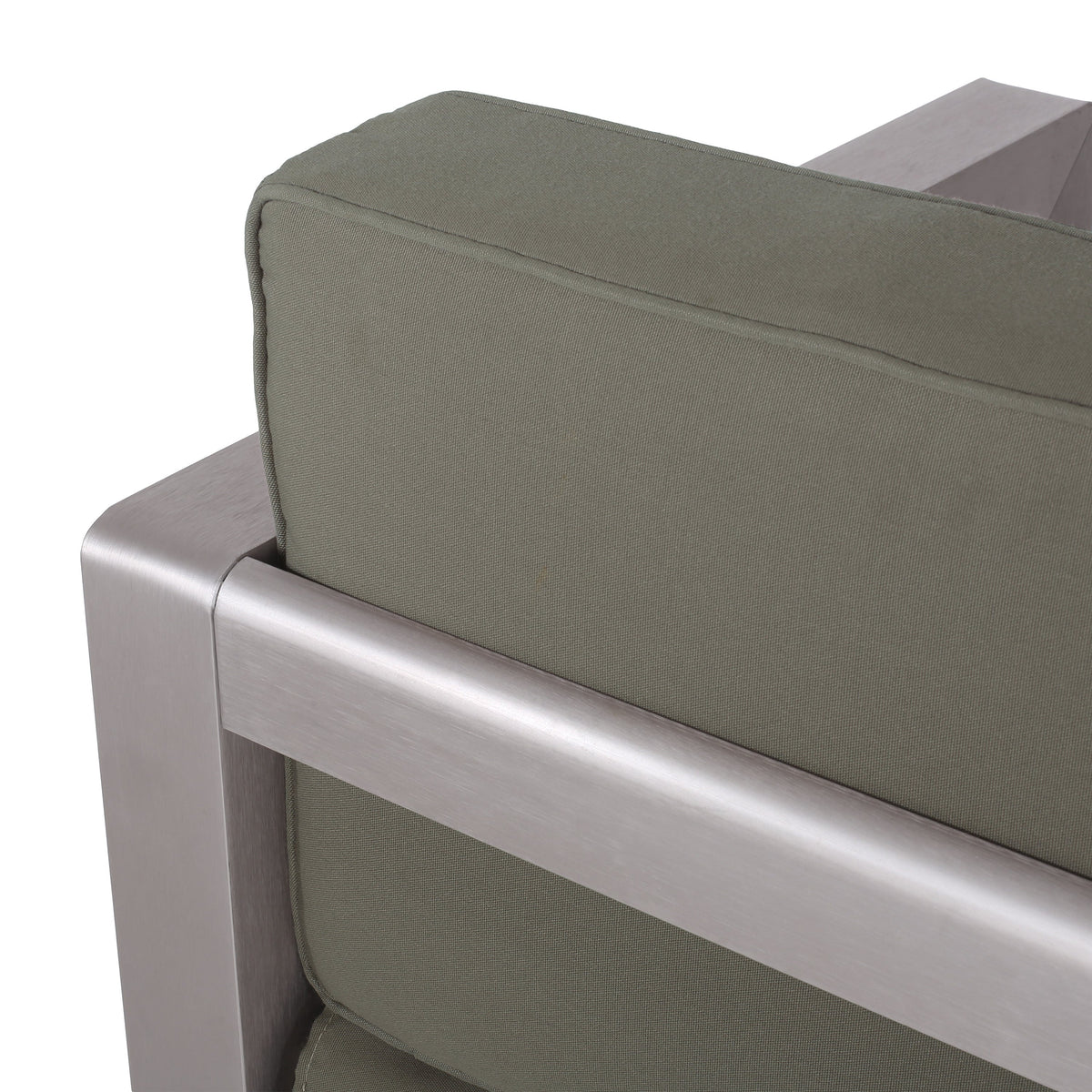 Outdoor Aluminum Loveseat with Deep Cushions - Silver