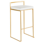 Contemporary Stackable Barstool Set with Upholstered Seat - Multiple Colors