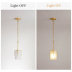 Adjustable Cylindrical Pendant Light with Frosted Glass Shade - Black or Gold