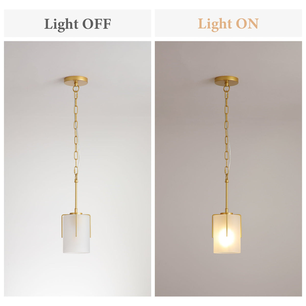 Adjustable Cylindrical Pendant Light with Frosted Glass Shade - Black or Gold