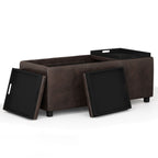 Distressed Brown Storage Ottoman with Interior Storage - Dark Brown