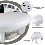 High Gloss End Table with Durable Synthetic Wood - White