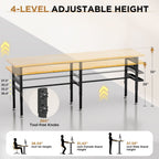 Adjustable Workbench with Pegboard and Power Outlet - Black