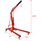 2 Ton Folding Engine Hoist Crane Lift with Six Wheels - Red