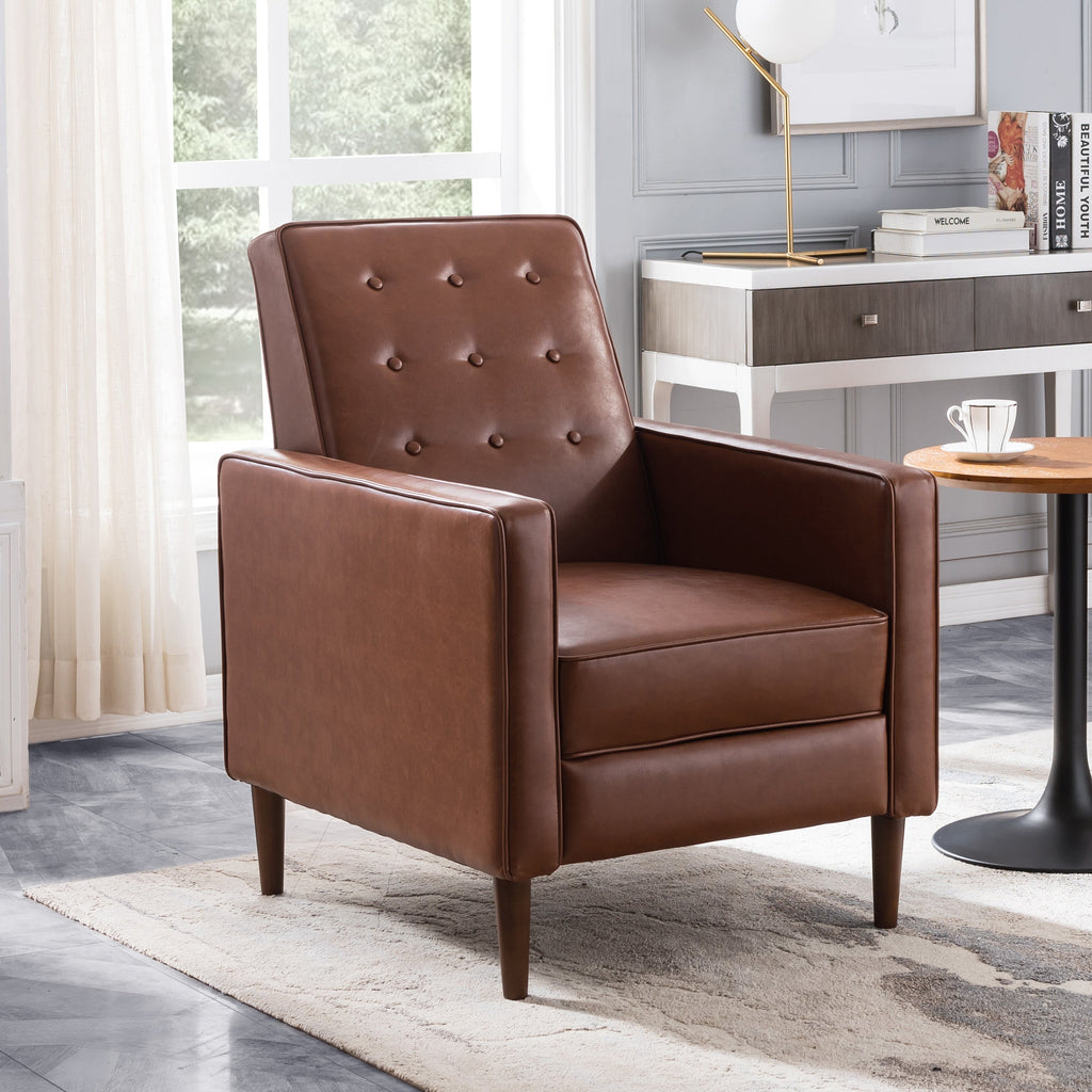 Mid-Century Modern Fabric Recliner Chair with Thick Cushions - Multiple Colors