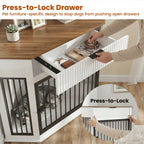 Corner Dog Crate with Fluted Drawer - White or Dark Brown