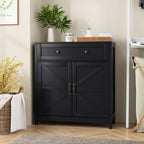 Farmhouse Storage Cabinet with Drawer and Adjustable Shelf - White or Black
