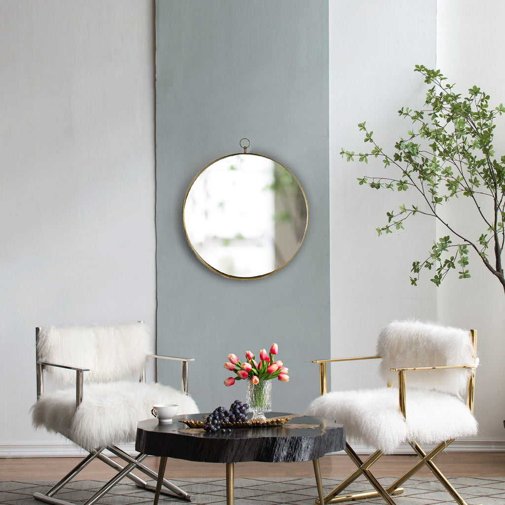 Round Mirror with Iron Frame - Gray