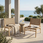 Acacia Wood Patio Club Chair with Wicker - Light Brown or Light Grey