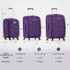 Expandable Softside Luggage 3 Piece Set with Spinner Wheels - Multiple Colors