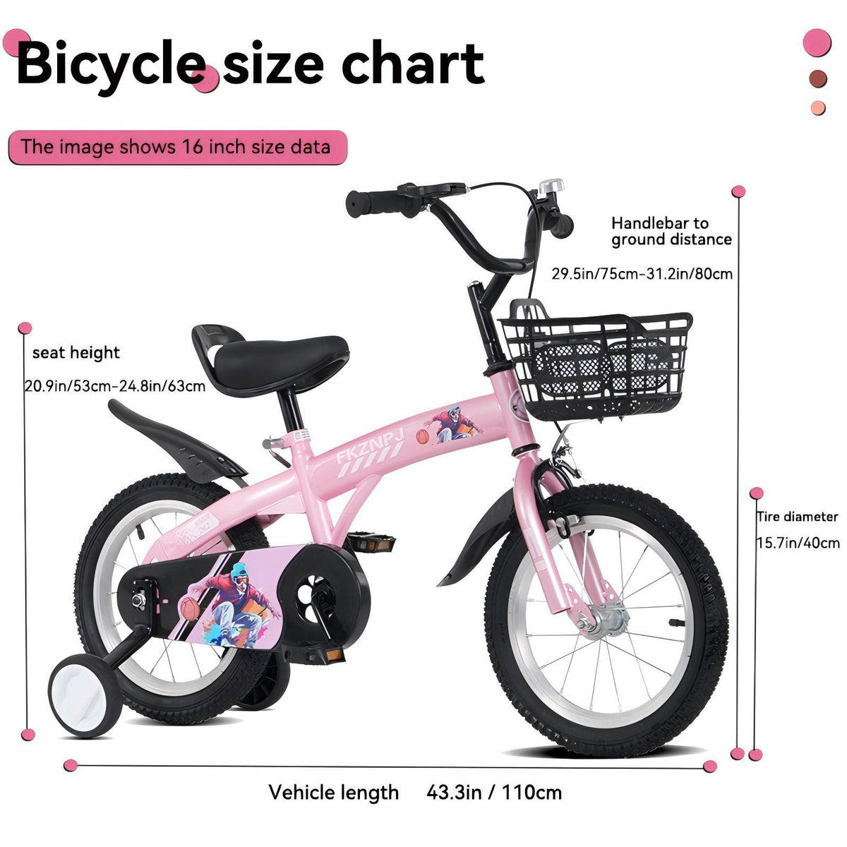 16-Inch Sporty Kids Cruiser Bike with Training Wheels - Green or Pink