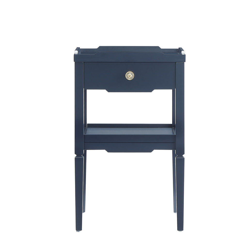 1 Drawer Nightstand with Solid Wood Frame - Blue, Dark Green, or White