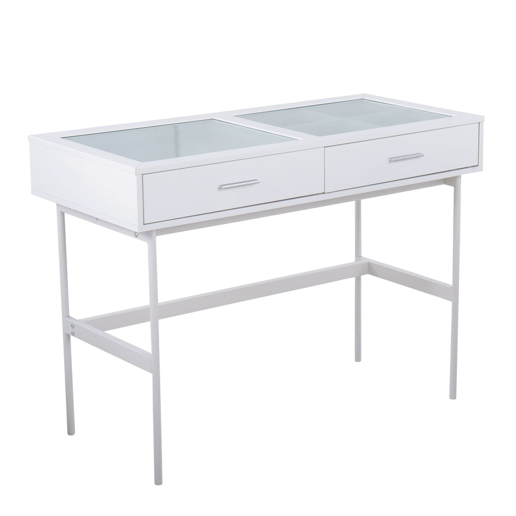 Contemporary Console Table with Tempered Glass Top - White or Black