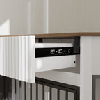Corner Dog Crate with Fluted Drawer - White or Dark Brown