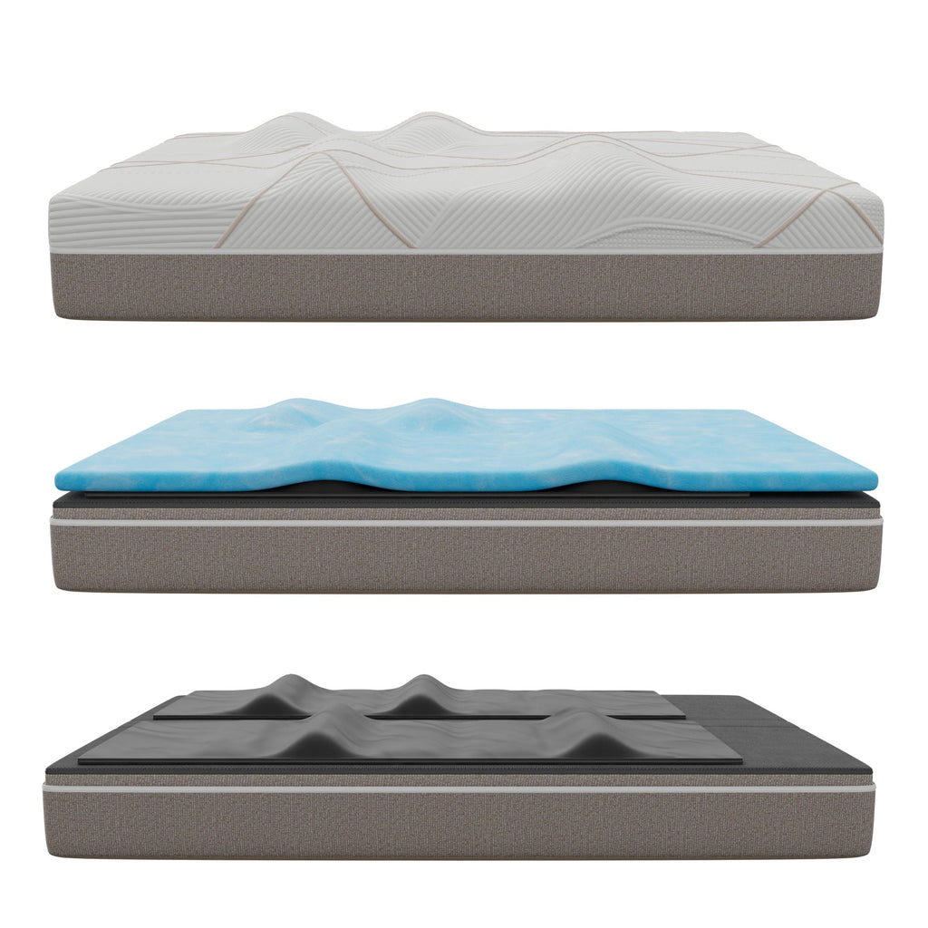 12" Profile Massage Mattress Hybrid with Pneumatic Air Cell Technology - White
