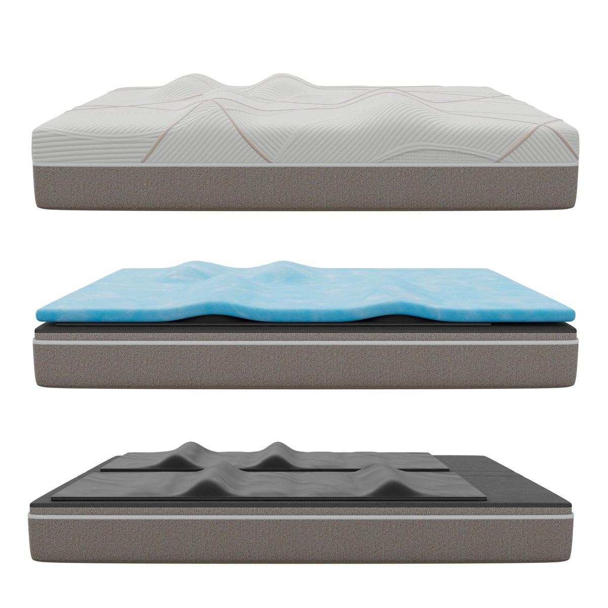 12" Profile Massage Mattress Hybrid with Pneumatic Air Cell Technology - White