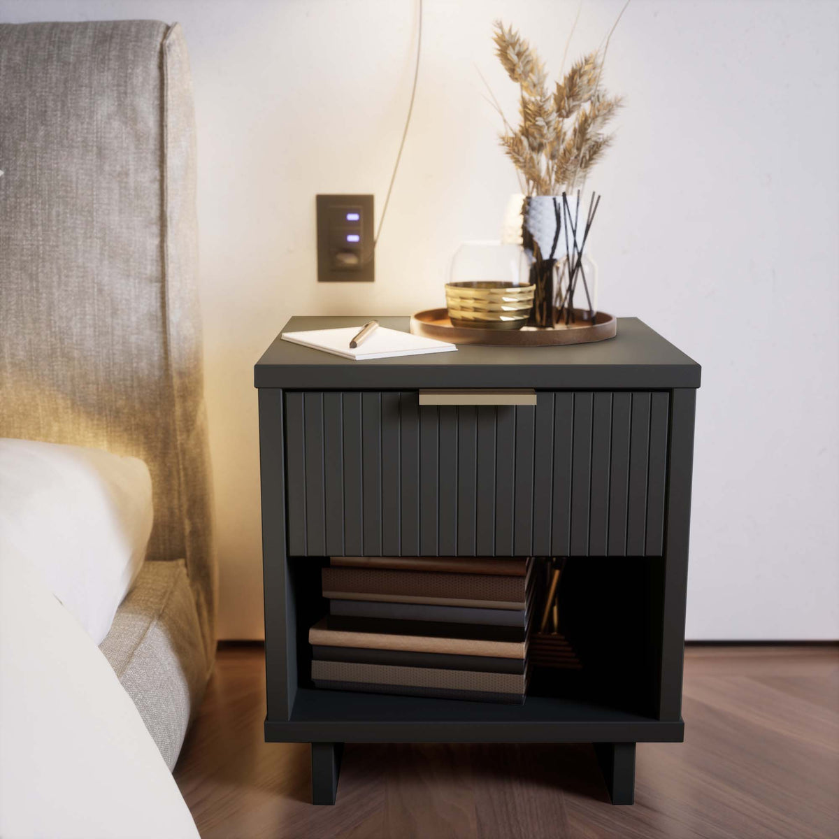 Granville Nightstand with 1 Drawer - Solid Wood Modern Accent Nightstand - Multiple Colors