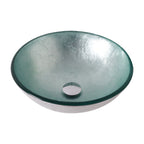 Tempered Glass Vessel Sink with Pop-Up Drain - White, Pearl Silver, Dark Brown, Dark Gray