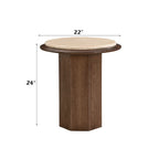 Walnut End Table with Travertine Top - Contemporary Design