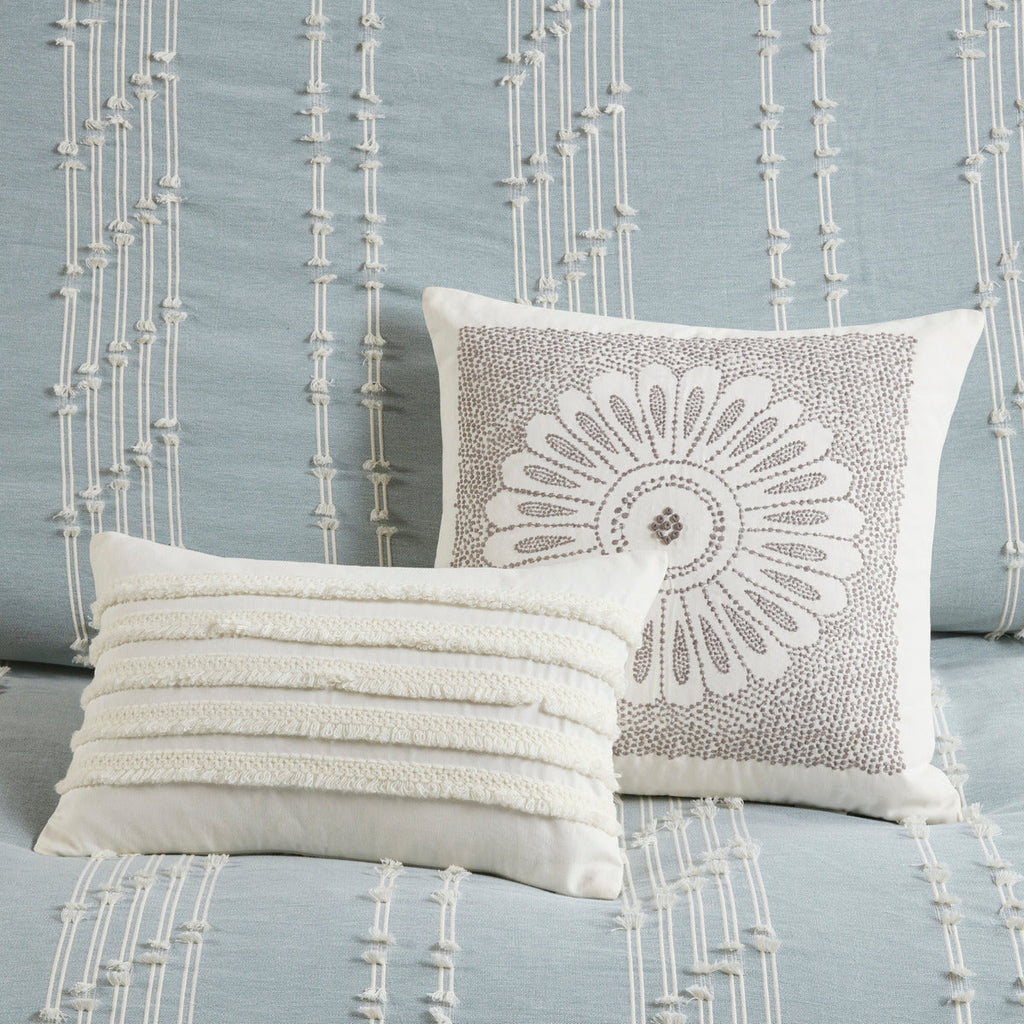 Cotton Jacquard Comforter Set with Reversible Design - Aqua