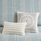 Cotton Jacquard Comforter Set with Reversible Design - Aqua