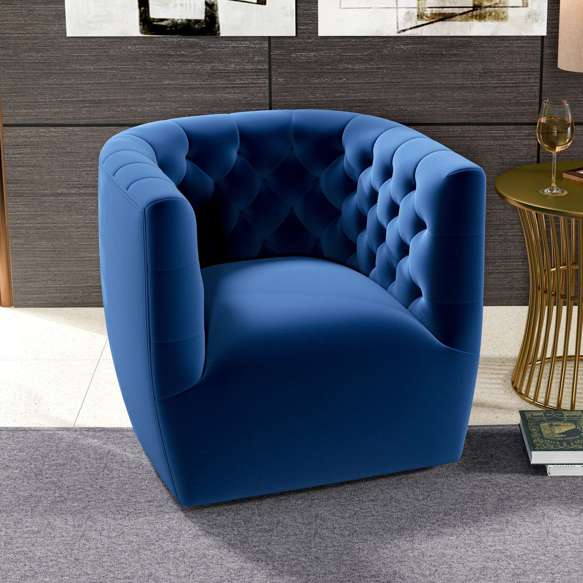 Ergonomic Design Swivel Chair with Tufted Accent - Multiple Colors