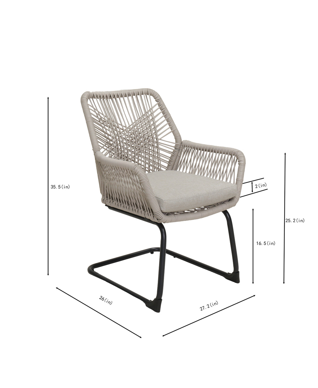 Light Patio Chair with Cushioned Spring Support – Light Brown