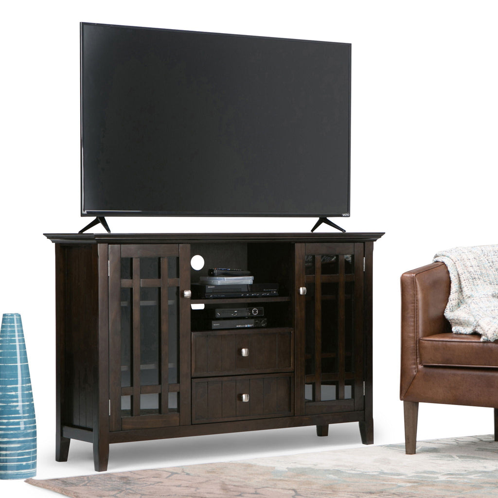 Handcrafted Tall TV Media Stand with Adjustable Storage - Dark Brown, Black, or White