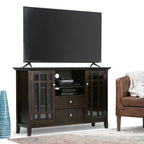 Handcrafted Tall TV Media Stand with Adjustable Storage - Dark Brown, Black, or White