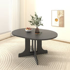 Expandable Oval Farmhouse Dining Table with Removable Leaf and X-Shaped Base - Black