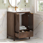 Modern Bathroom Vanity with Sink Combo – Compact Storage - Dark Brown or White