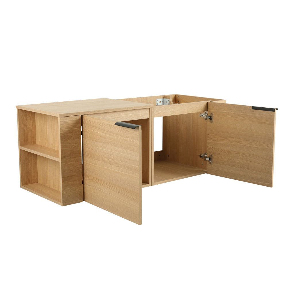 Modern Bathroom Vanity Sink Combo With Spacious Storage - White or Light Brown