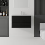 30 Inch Floating Bathroom Vanity with Soft-Close Drawer and Ceramic Sink - Multiple Colors