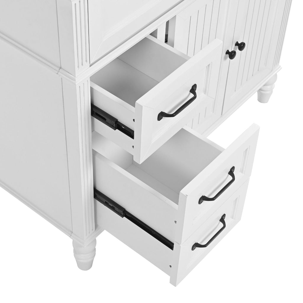 Bathroom Vanity With Sink and Drawers - Freestanding Solid Wood Cabinet