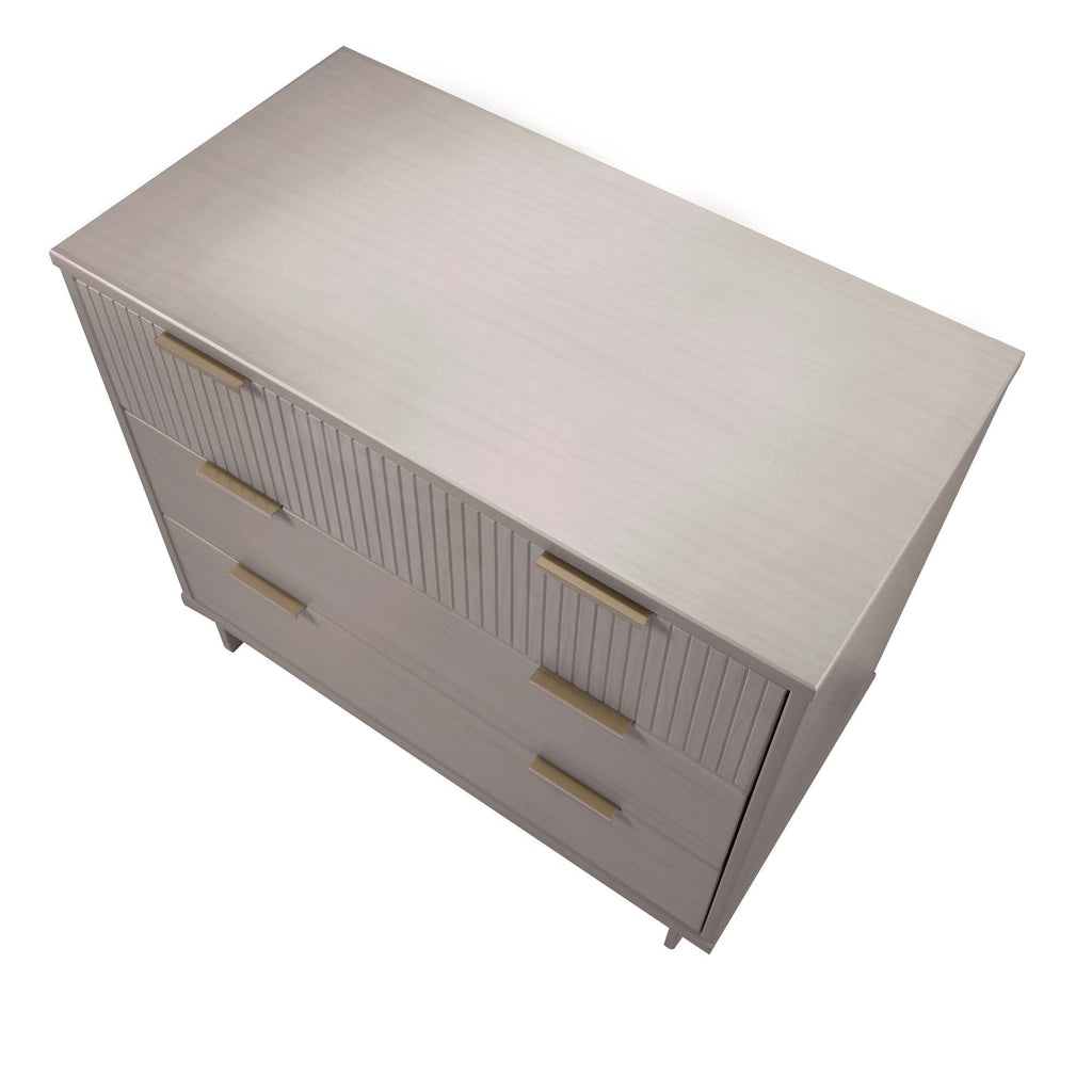 Solid Wood 3 Drawer Dresser with Ribbed Fronts - Multiple Colors